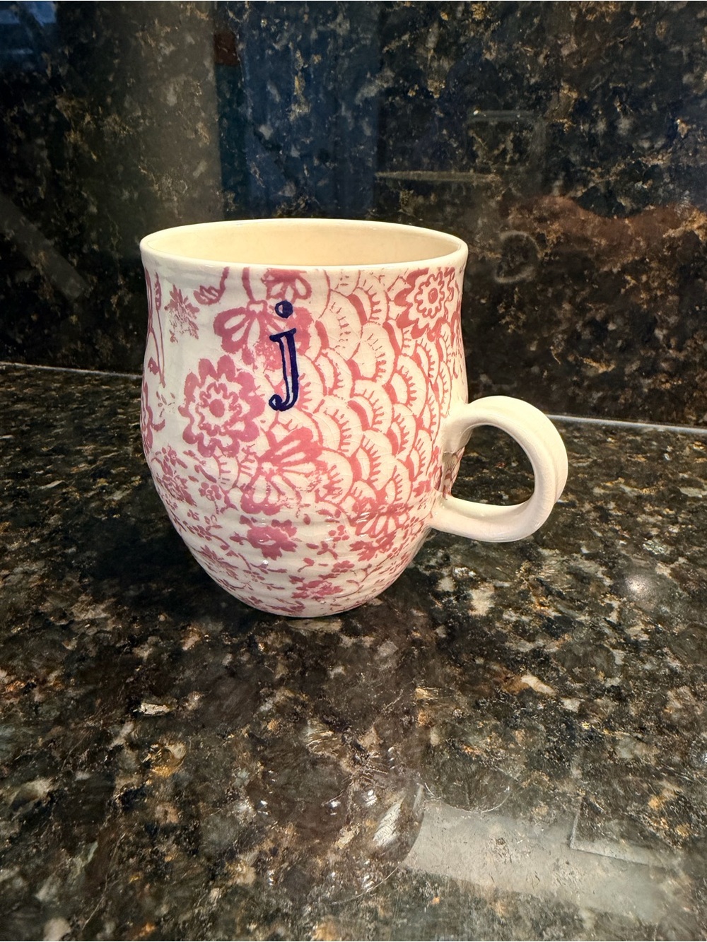 NWOT Anthropologie Homegrown Monogram J Transfer ware Mug - Picture 2 of 5